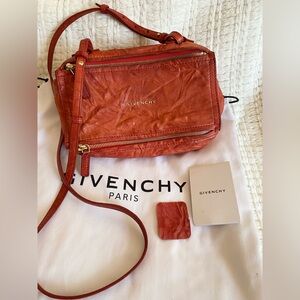 Givenchy Pandora Mini Pepe Leather Rust Red Crossbody Bag
